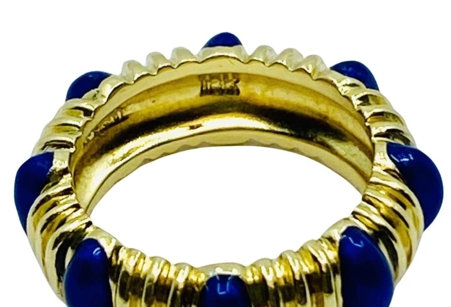 Tiffany & Co. Blue Enamel Gold Band Ring - 9