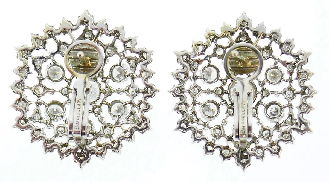 Mario Buccellati Diamond EARRINGS 18k Gold Vintage Italian Estate Jewelry - 5