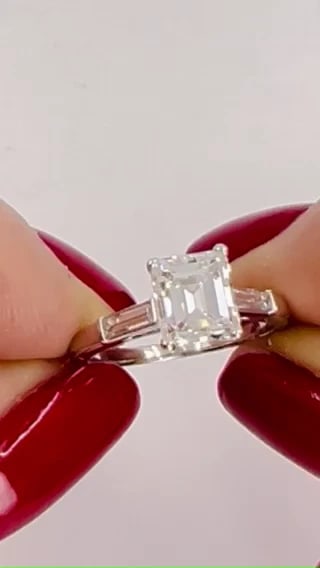 1.27-ct Emerald Cut E VS2 GIA Diamond Platinum Solitaire RING Estate Jewelry - 2