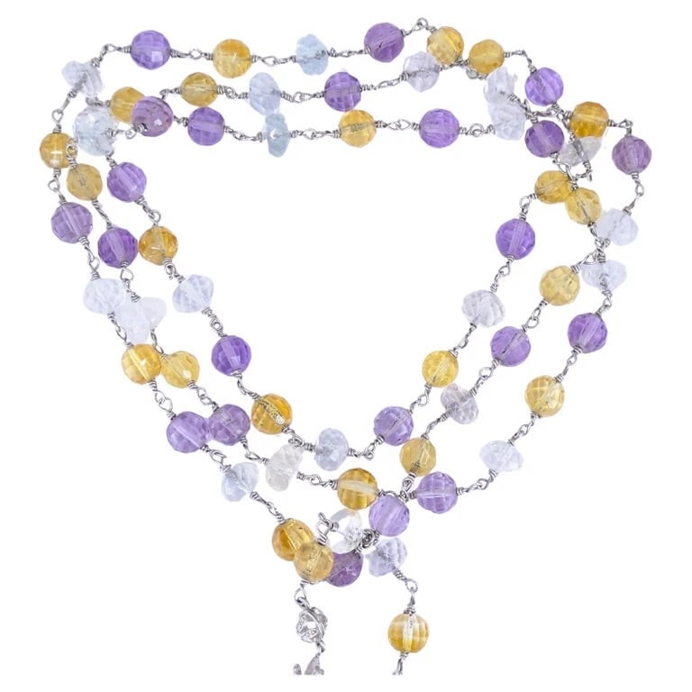 Cathy Waterman Multi Color Sapphire Platinum NECKLACE Estate Jewelry - 7