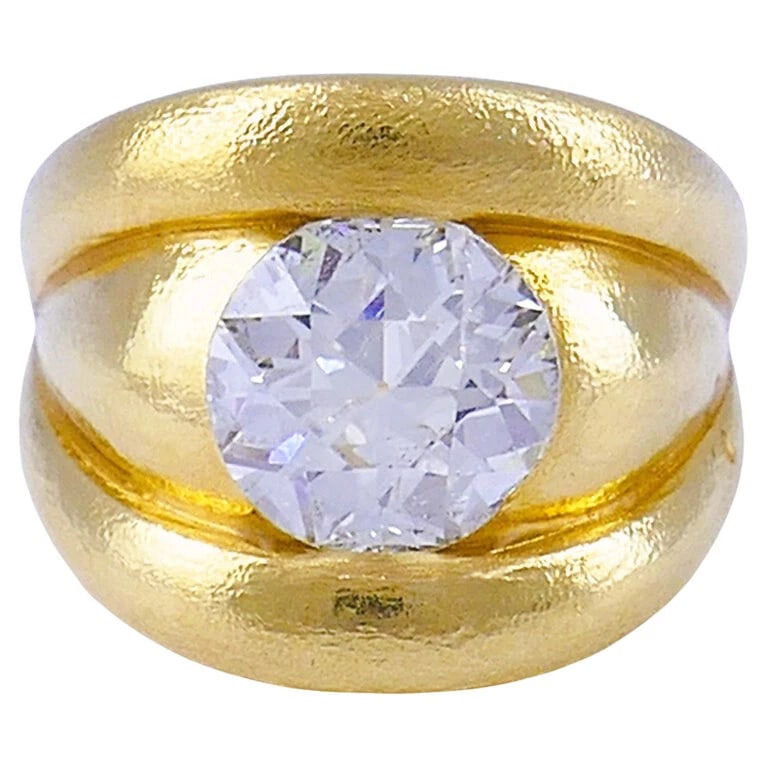 Old European Cut Diamond Chunky Gold Band RING Estate Jewelry: Title: Old European Cut Diamond Chunky Gold Band RING Estate Jewelry Description: AOld European Cut Diamond 18 karat Yellow old Ring An impressive chunky 18k gold band ring featuring an Old European