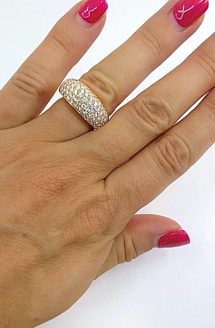 Van Cleef & Arpels Pave Diamond Gold Dome Ring - 2