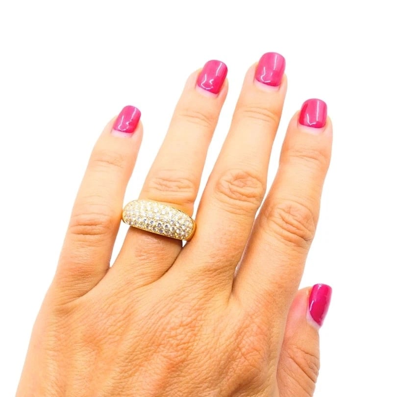 Van Cleef & Arpels Pave Diamond Gold Dome Ring - 3