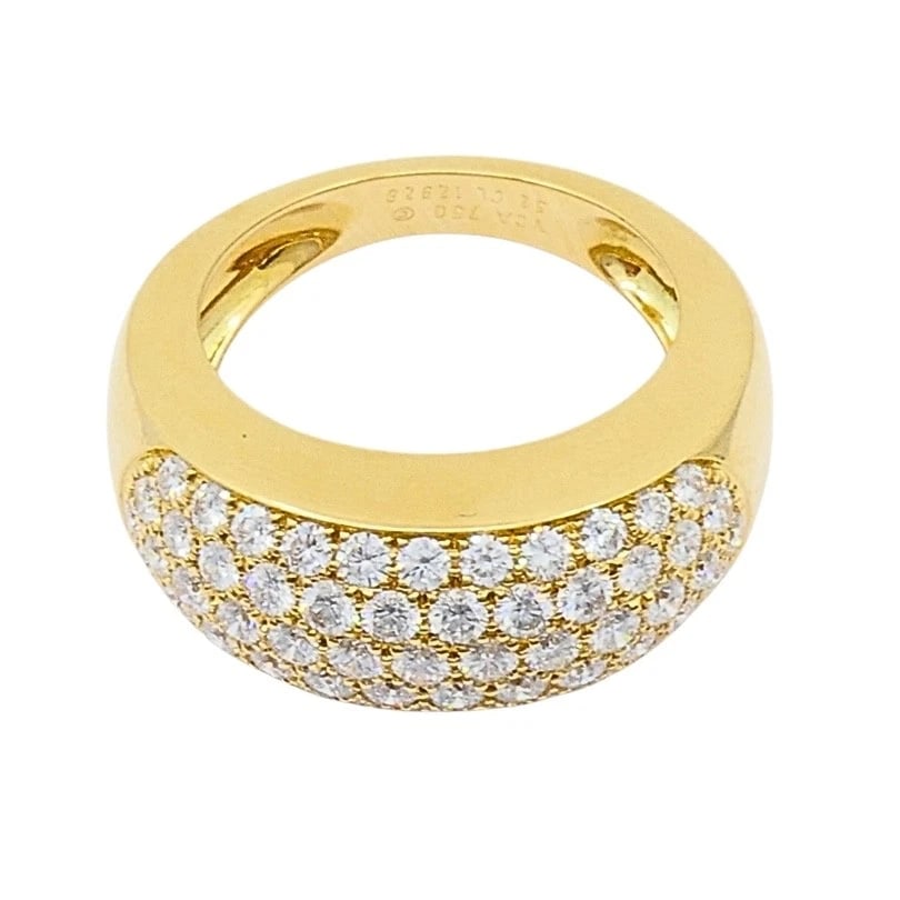 Van Cleef & Arpels Pave Diamond Gold Dome Ring - 4
