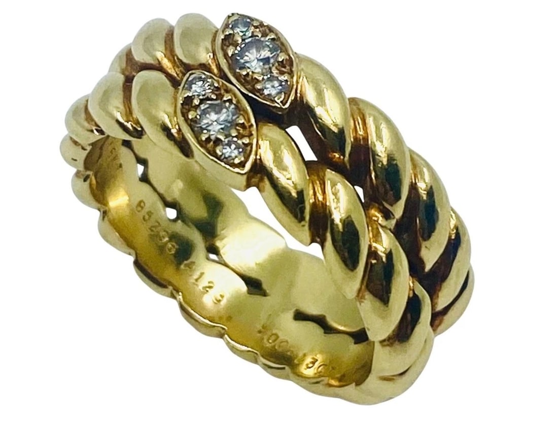 Van Cleef & Arpels Gold Braided Diamond Ring - 4