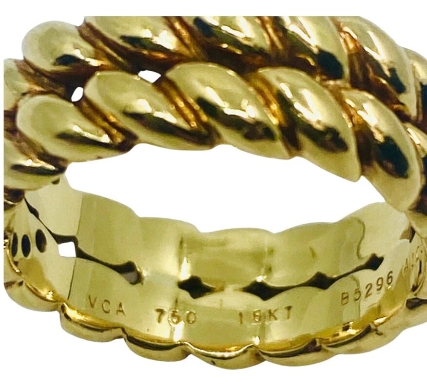 Van Cleef & Arpels Gold Braided Diamond Ring - 8