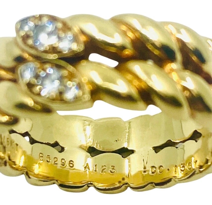 Van Cleef & Arpels Gold Braided Diamond Ring - 9