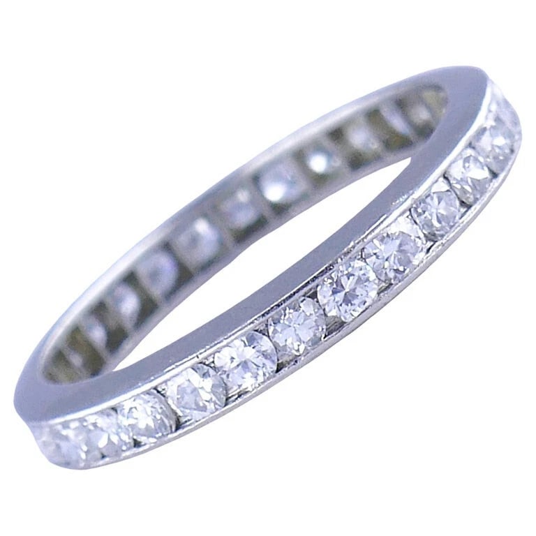 Art Deco RING Eternity BAND Platinum Old European Cut Diamond Estate Jewelry: Title: Art Deco RING Eternity BAND Platinum Old European Cut Diamond Estate Jewelry Description: rt Deco Platinum Diamond Eternity Band Ring An Art Deco ring designed as an eternity band, made of