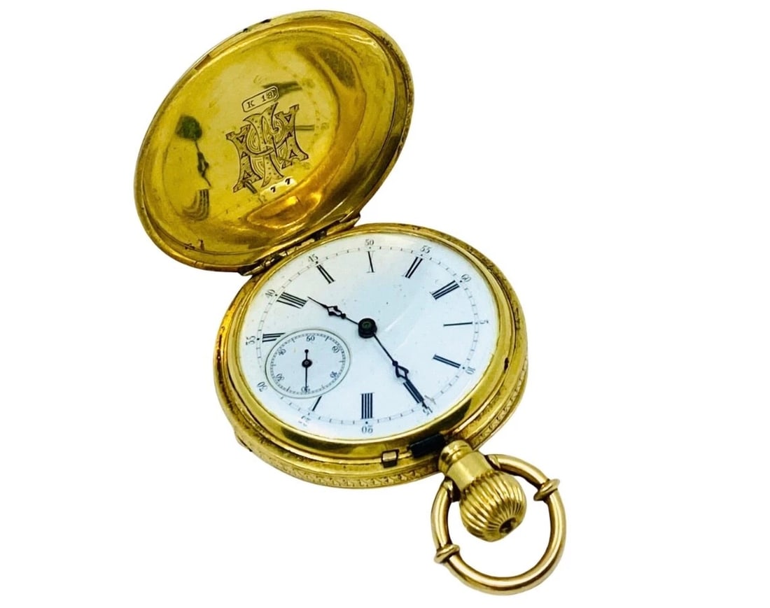 Breitling Laederich Antique Pocket Watch 18k Gold Enamel - 10