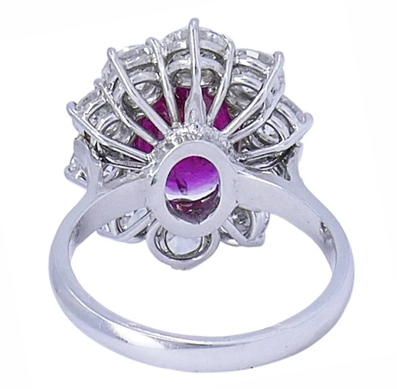 Vintage Burma Ruby Diamond Gold Cluster RING AGL Estate Jewelry - 7