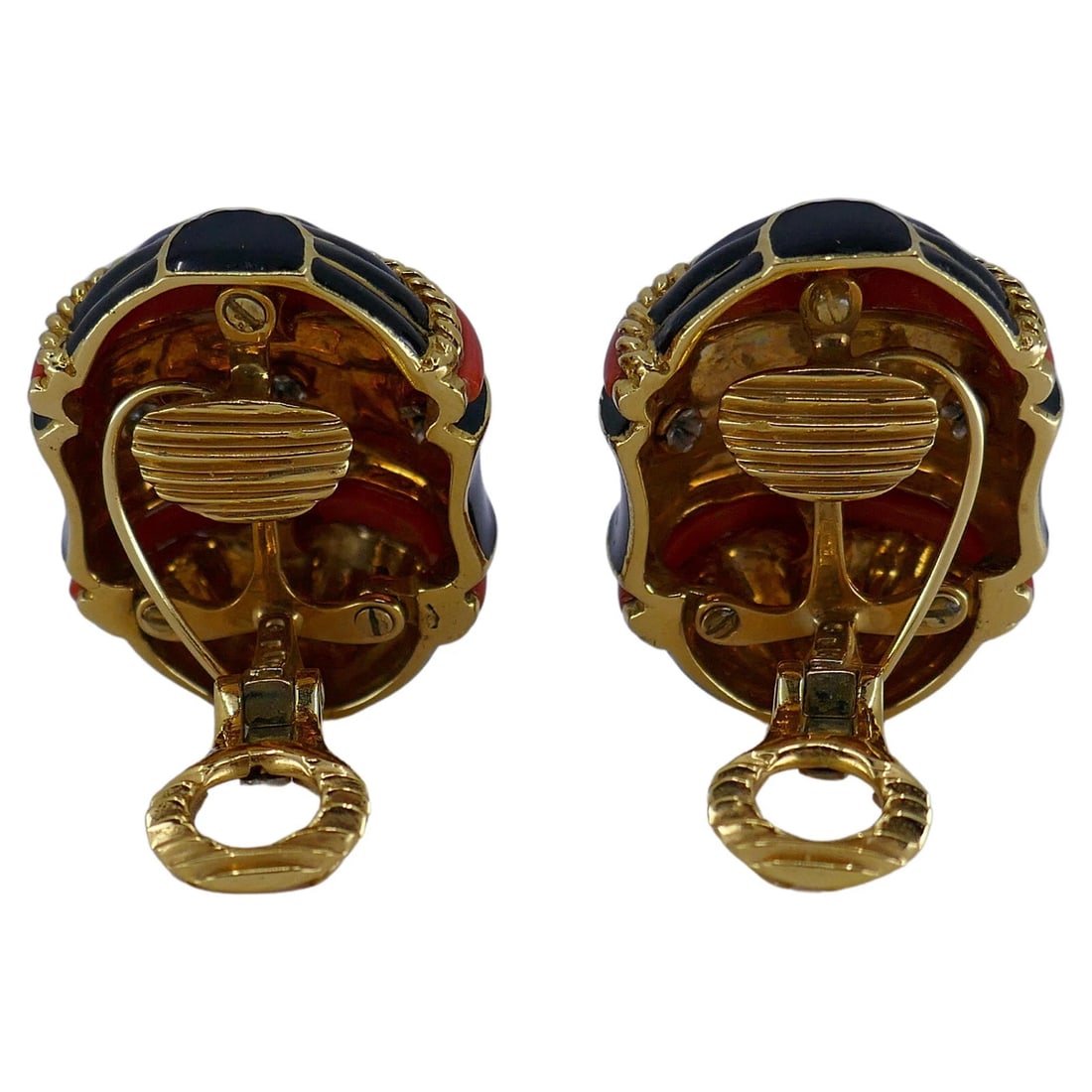 Vintage David Webb Earrings Enamel Gold Diamond with cerificate of authenticity - 7