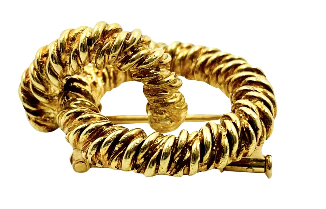 Hermès 18k Gold Knot Vintage Brooch - 5
