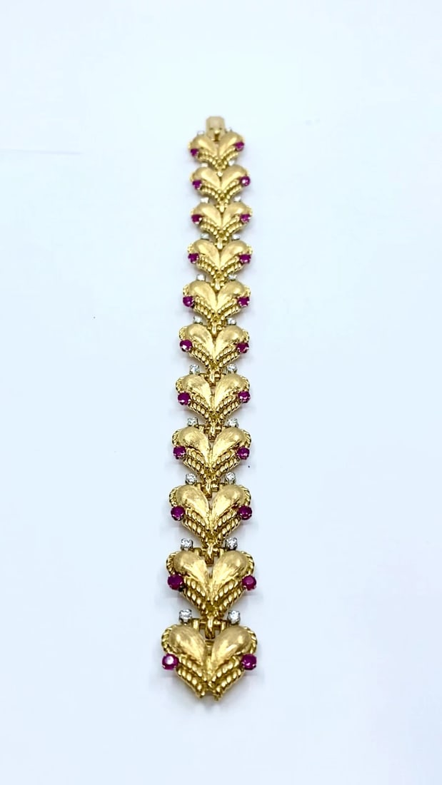 Mario Buccellati Gold Heart Design Bracelet with Gemstones - 2