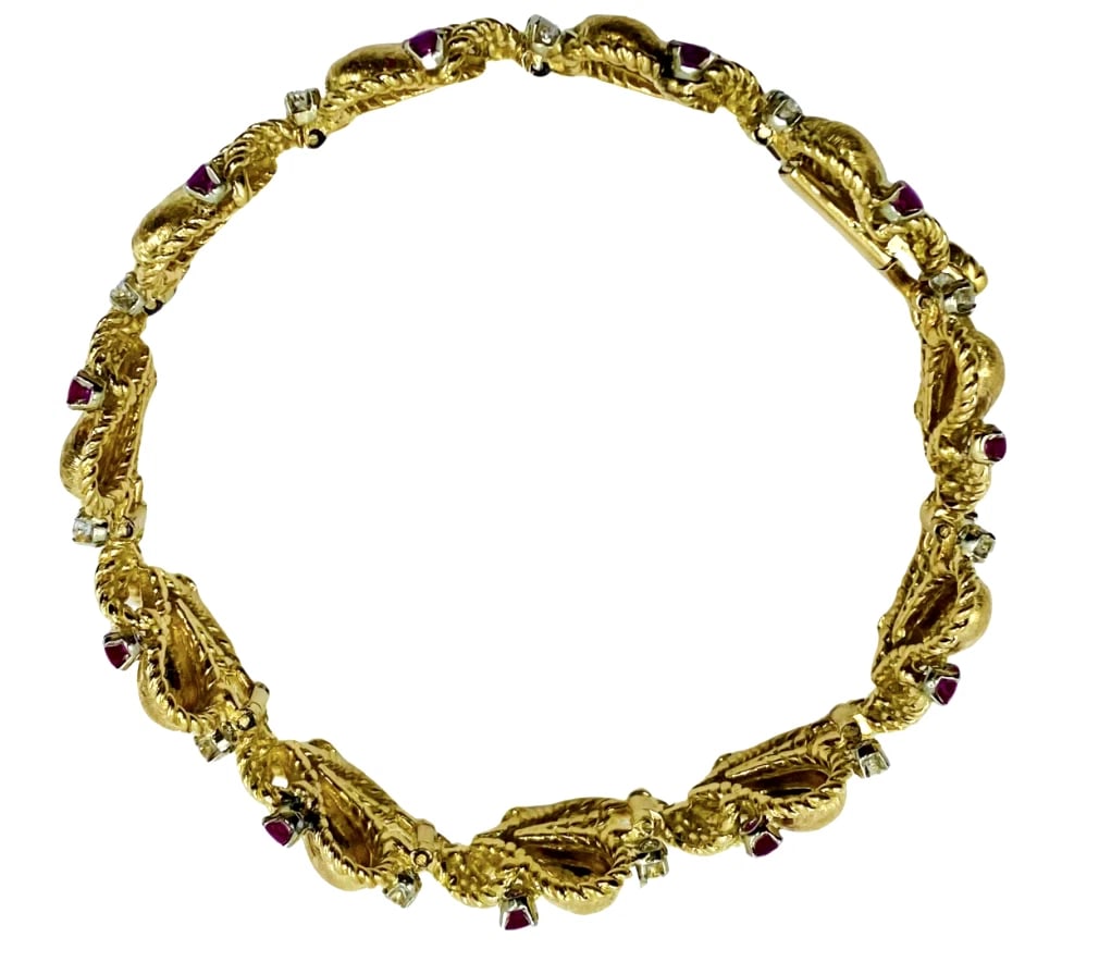 Mario Buccellati Gold Heart Design Bracelet with Gemstones - 5