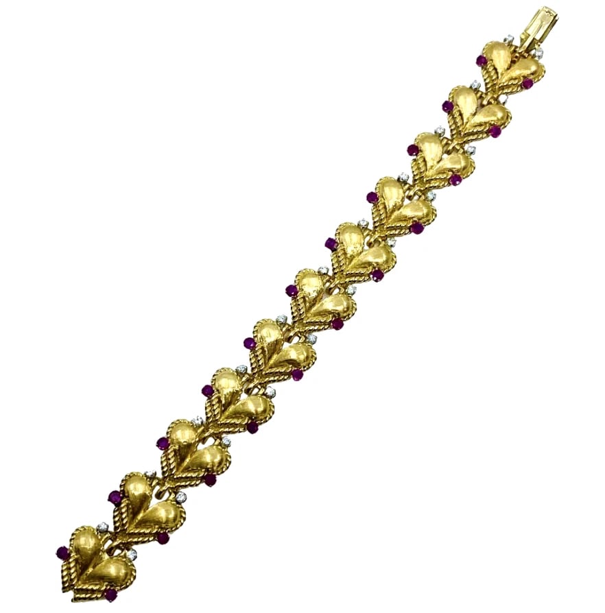 Mario Buccellati Gold Heart Design Bracelet with Gemstones - 6