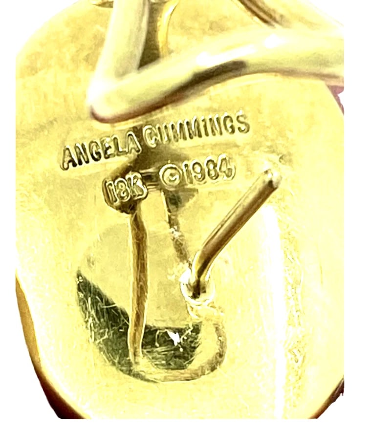 Angela Cummings Earrings Inlaid 18k Gold Lapis Pearl - 8