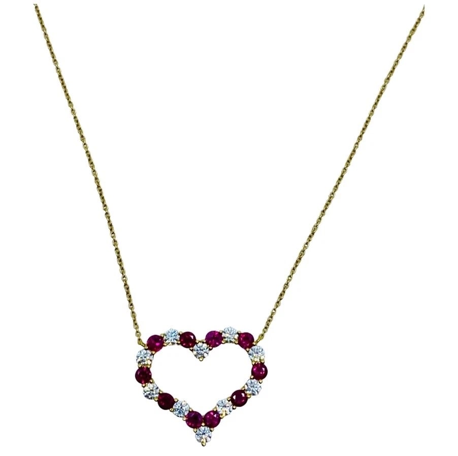 Tiffany & Co. Heart Pendant 18k Gold Diamond Ruby: Title: Tiffany & Co. Heart Pendant 18k Gold Diamond Ruby Description: Fine ewelry, Arts & Antiques Product details: DESNER: Tiffany & Co. CRCA: 1990’s MATERALS: 18k Yellow old EMSTONE: