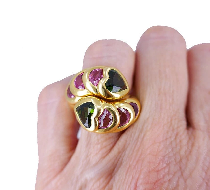 Vintage Tourmaline RING 18k Gold French Estate Jewelry - 2