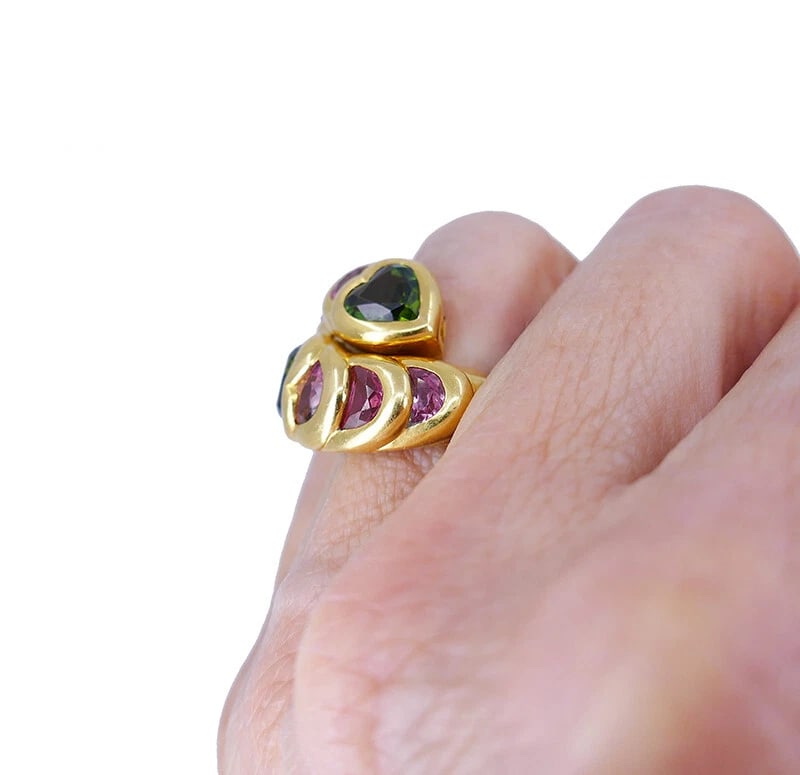 Vintage Tourmaline RING 18k Gold French Estate Jewelry - 3
