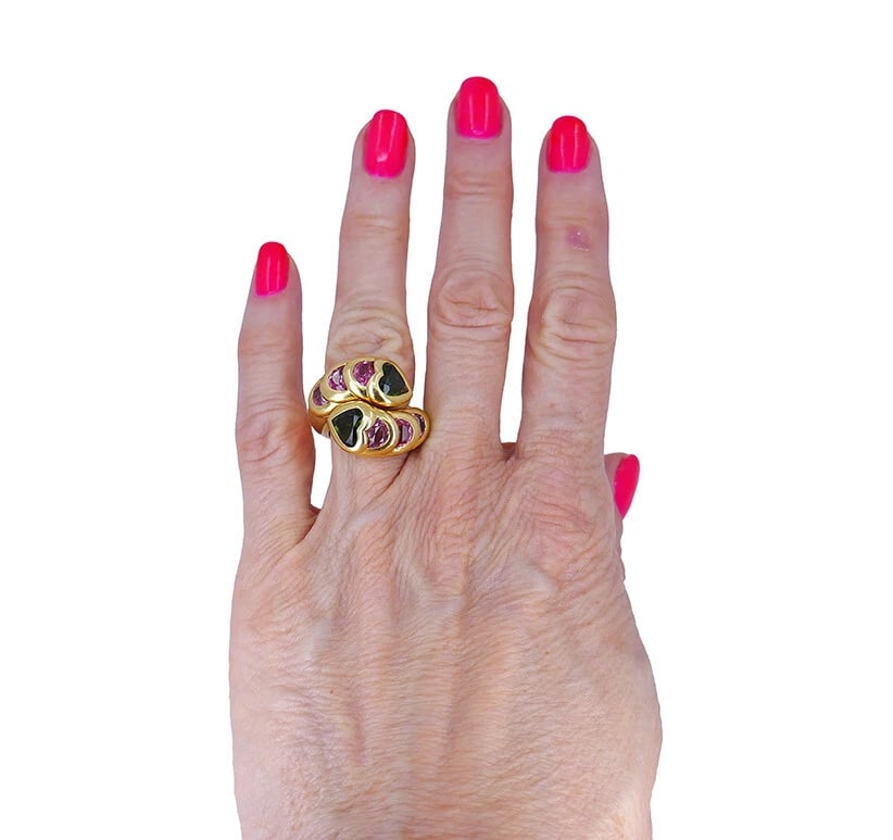 Vintage Tourmaline RING 18k Gold French Estate Jewelry - 4