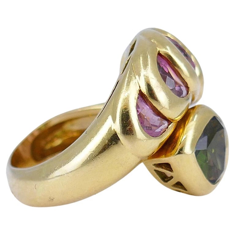 Vintage Tourmaline RING 18k Gold French Estate Jewelry - 6