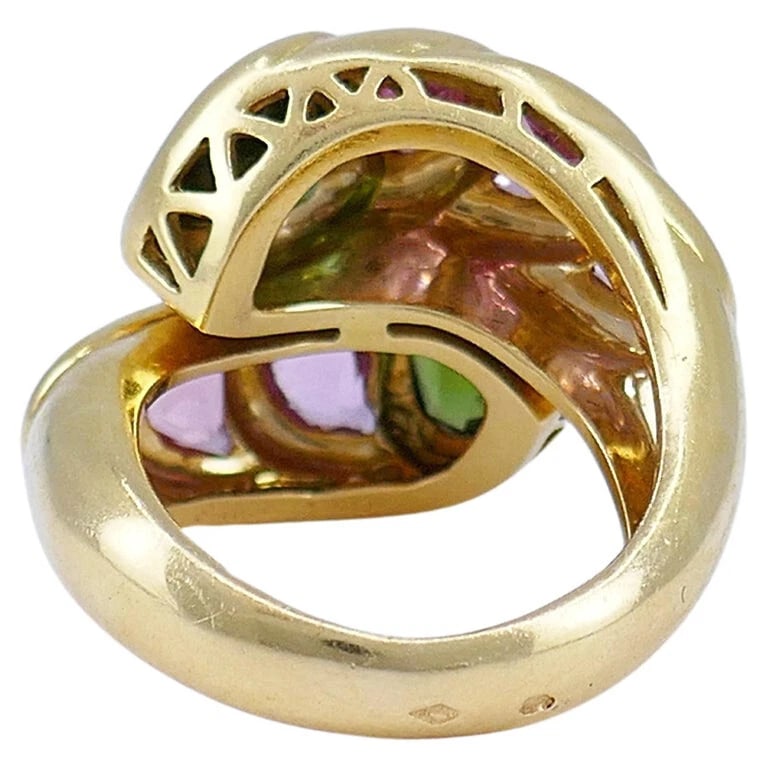 Vintage Tourmaline RING 18k Gold French Estate Jewelry - 9