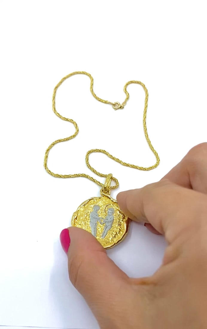 Chaumet Gemini Zodiac Pendant White Yellow Gold Necklace - 2