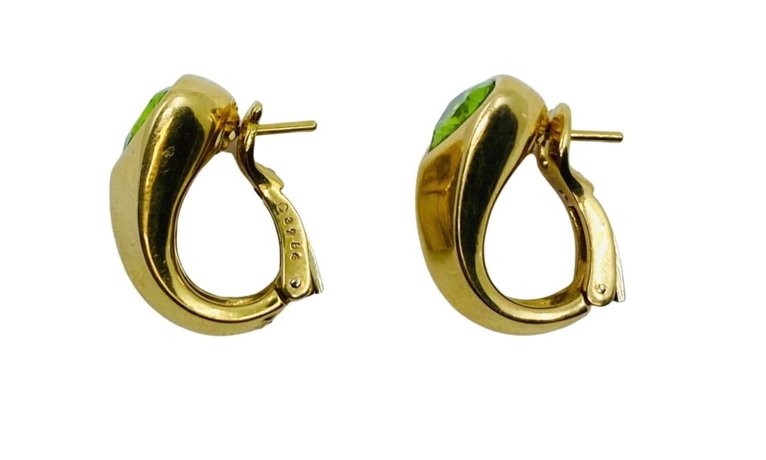Marina B Vintage Earrings 18k Gold Green Peridot - 3