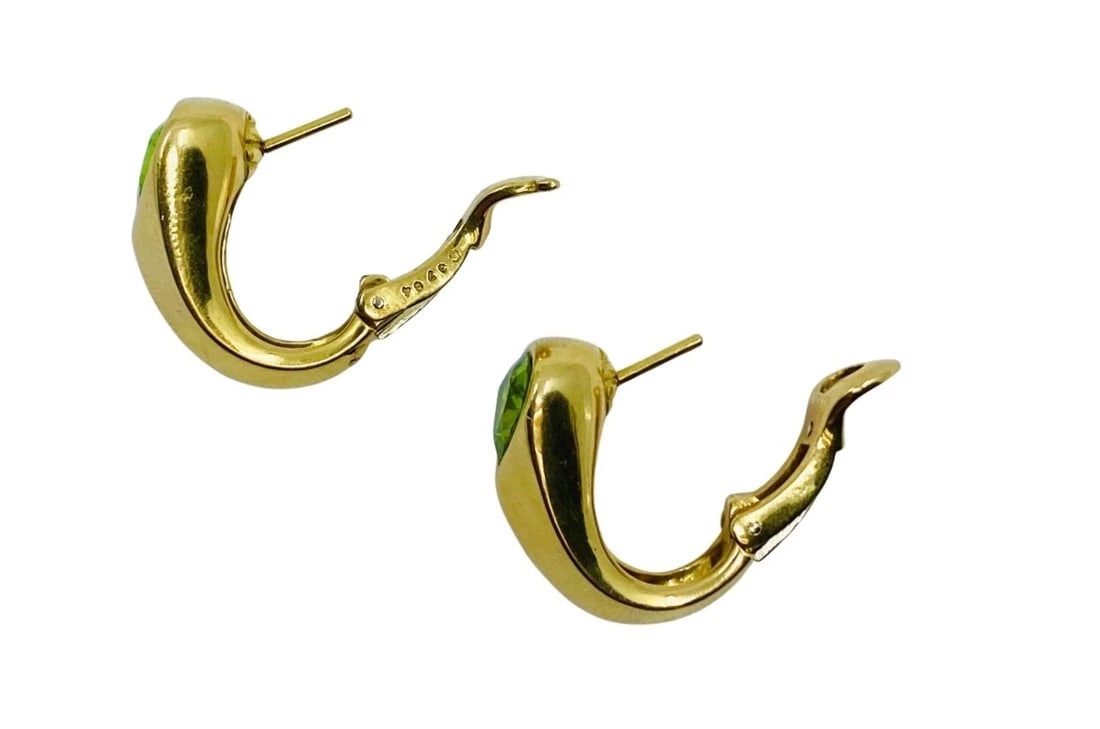 Marina B Vintage Earrings 18k Gold Green Peridot - 4