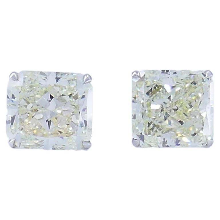 Diamond Stud EARRINGS 14k White Gold Over 5-ct Each GIA Reports Estate Jewelry (1 of 10)