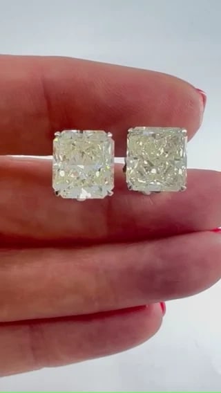 Diamond Stud EARRINGS 14k White Gold Over 5-ct Each GIA Reports Estate Jewelry - 2