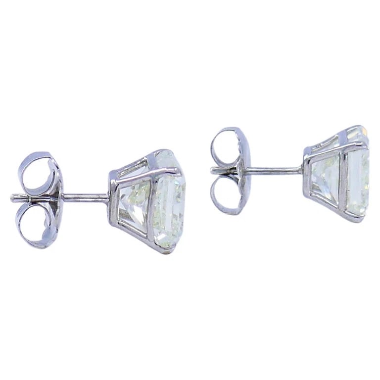 Diamond Stud EARRINGS 14k White Gold Over 5-ct Each GIA Reports Estate Jewelry - 6