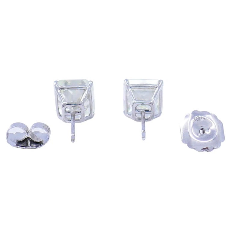 Diamond Stud EARRINGS 14k White Gold Over 5-ct Each GIA Reports Estate Jewelry - 8