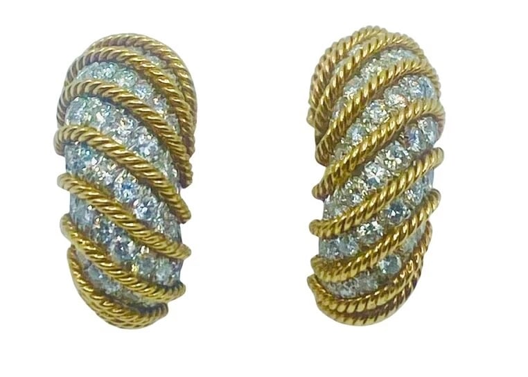 David Webb Huggie Earrings Diamond Gold (1 of 8)