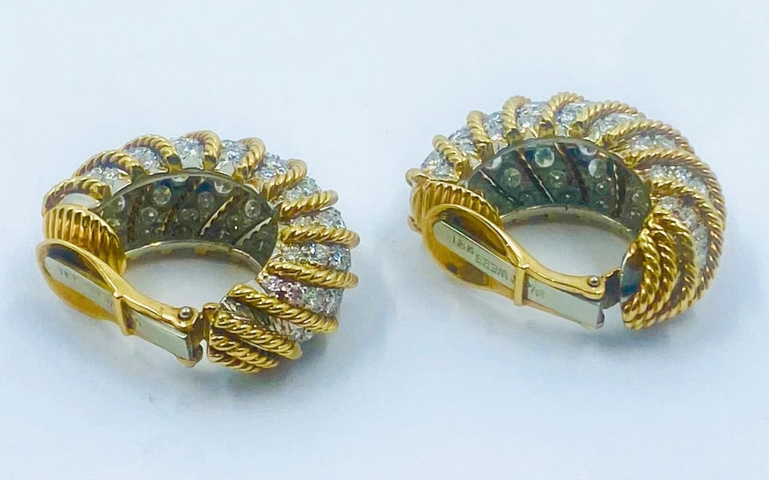 David Webb Huggie Earrings Diamond Gold - 7