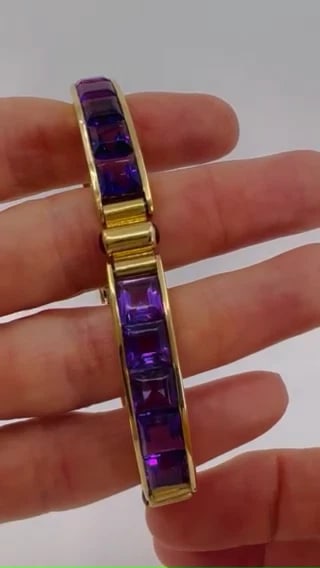 Vintage Bulgari BRACELET 18k Yellow Gold Amethyst Bvlgari Estate Jewelry - 2