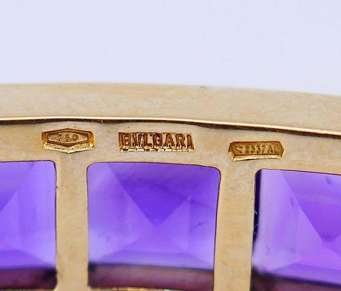 Vintage Bulgari BRACELET 18k Yellow Gold Amethyst Bvlgari Estate Jewelry - 4