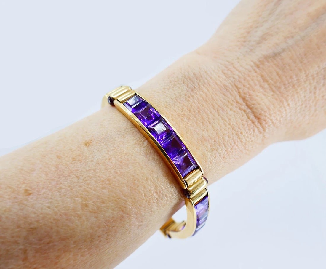 Vintage Bulgari BRACELET 18k Yellow Gold Amethyst Bvlgari Estate Jewelry - 7