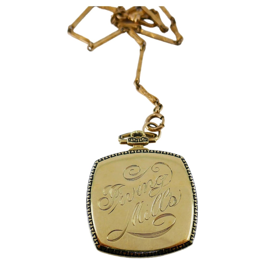 Art Deco Pocket Watch Pendant 14k Gold - 3