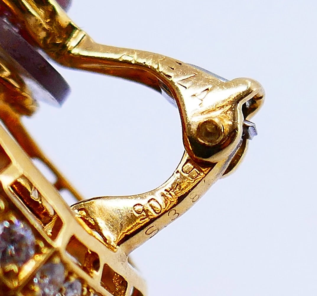 Areza Vintage French EARRINGS 18k Gold Sapphire Diamond Estate Jewelry - 10