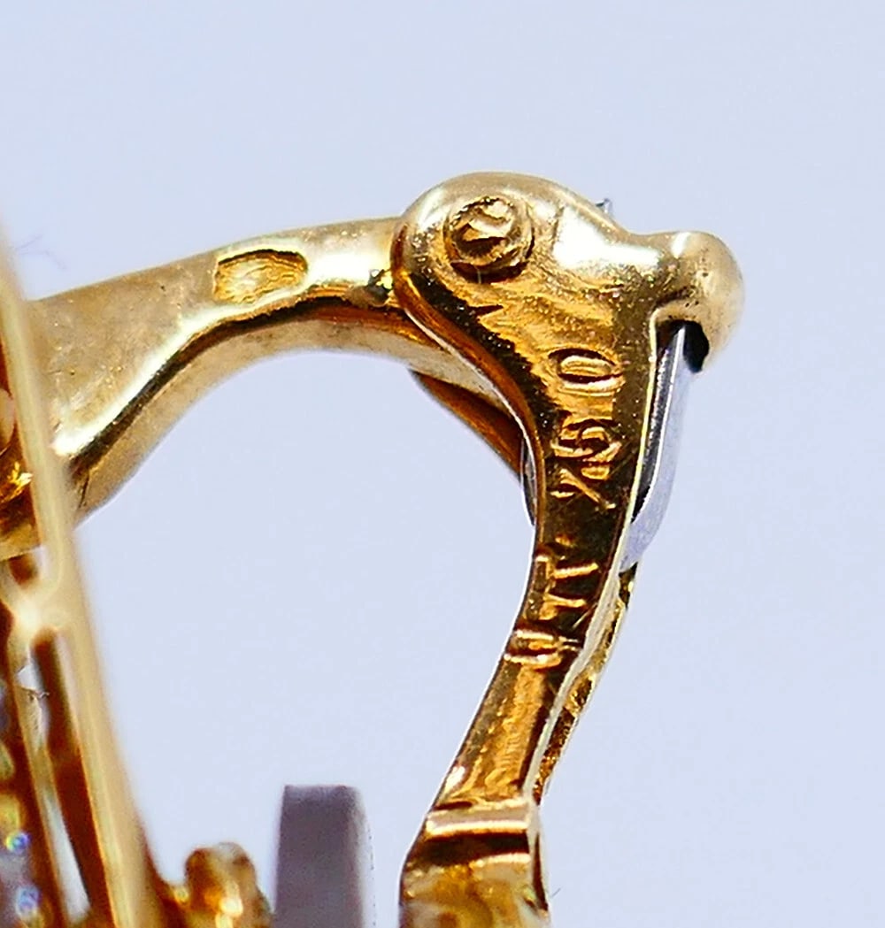 Areza Vintage French EARRINGS 18k Gold Sapphire Diamond Estate Jewelry - 9