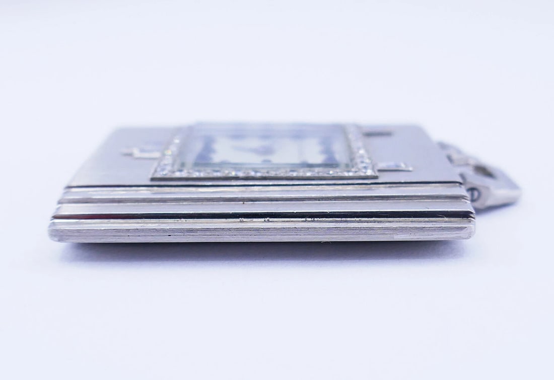 Vintage Tiffany & Co. POCKET WATCH PENDANT Platinum Diamond Estate Jewelry - 5