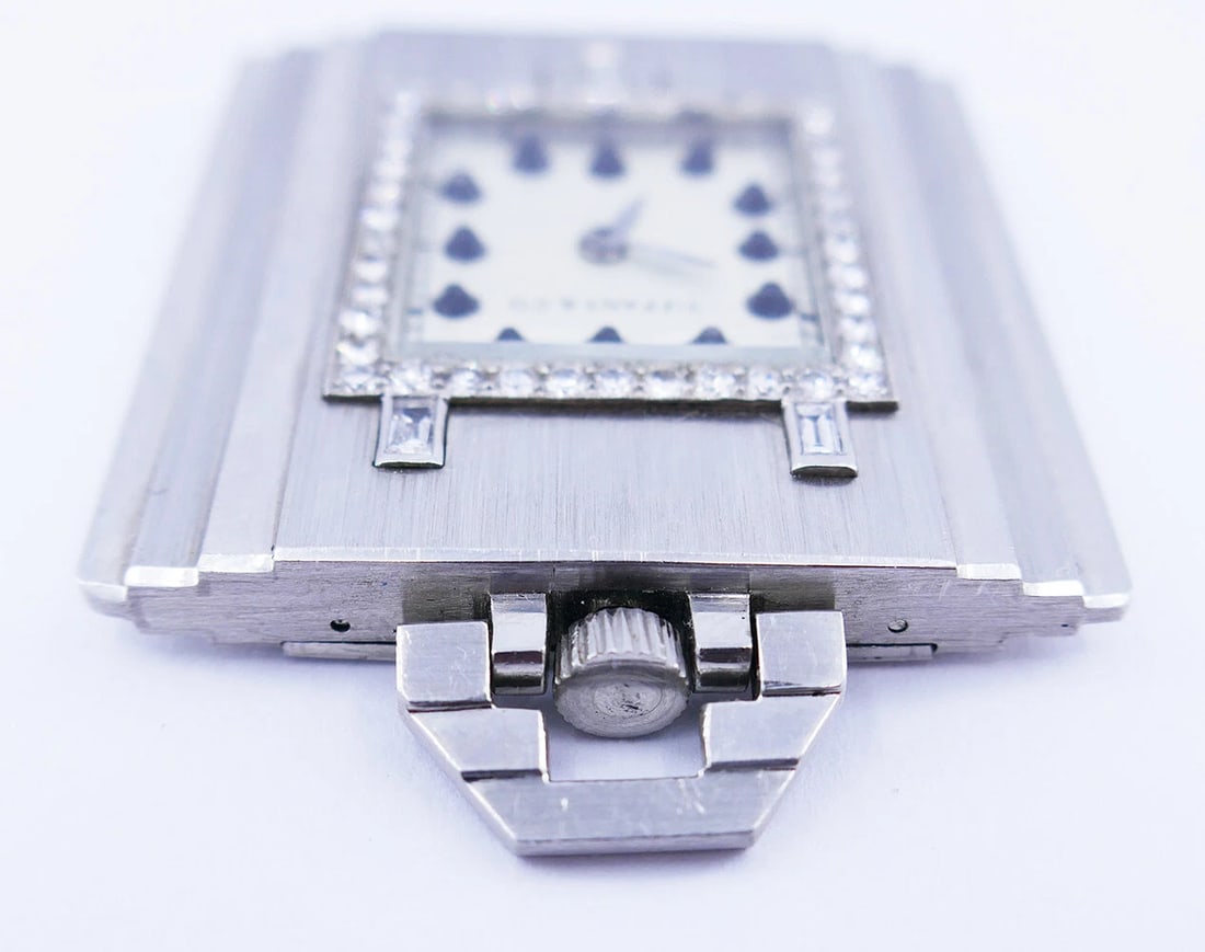 Vintage Tiffany & Co. POCKET WATCH PENDANT Platinum Diamond Estate Jewelry - 6