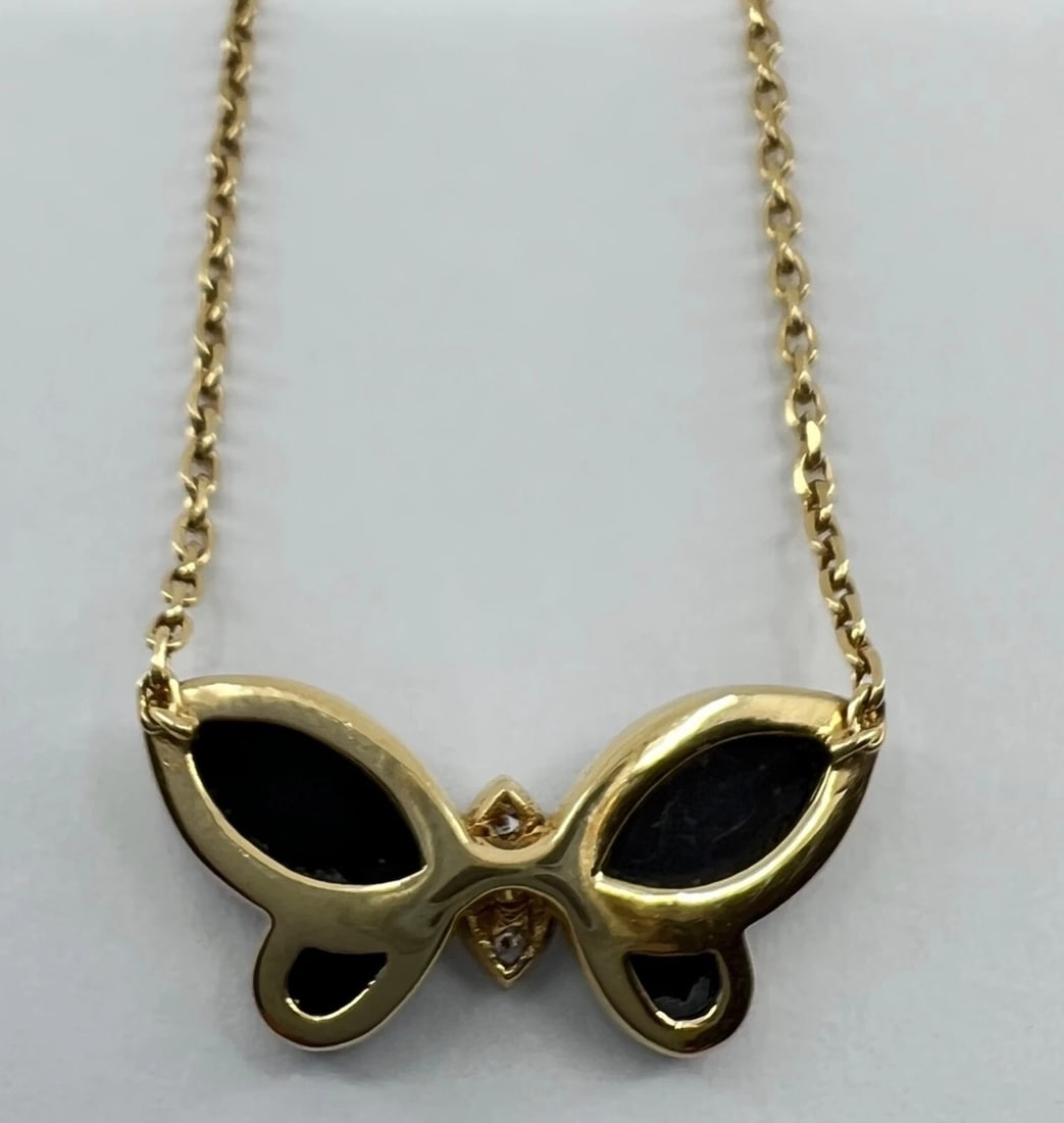 Van Cleef & Arpels Butterfly Necklace Onyx Diamond - 3