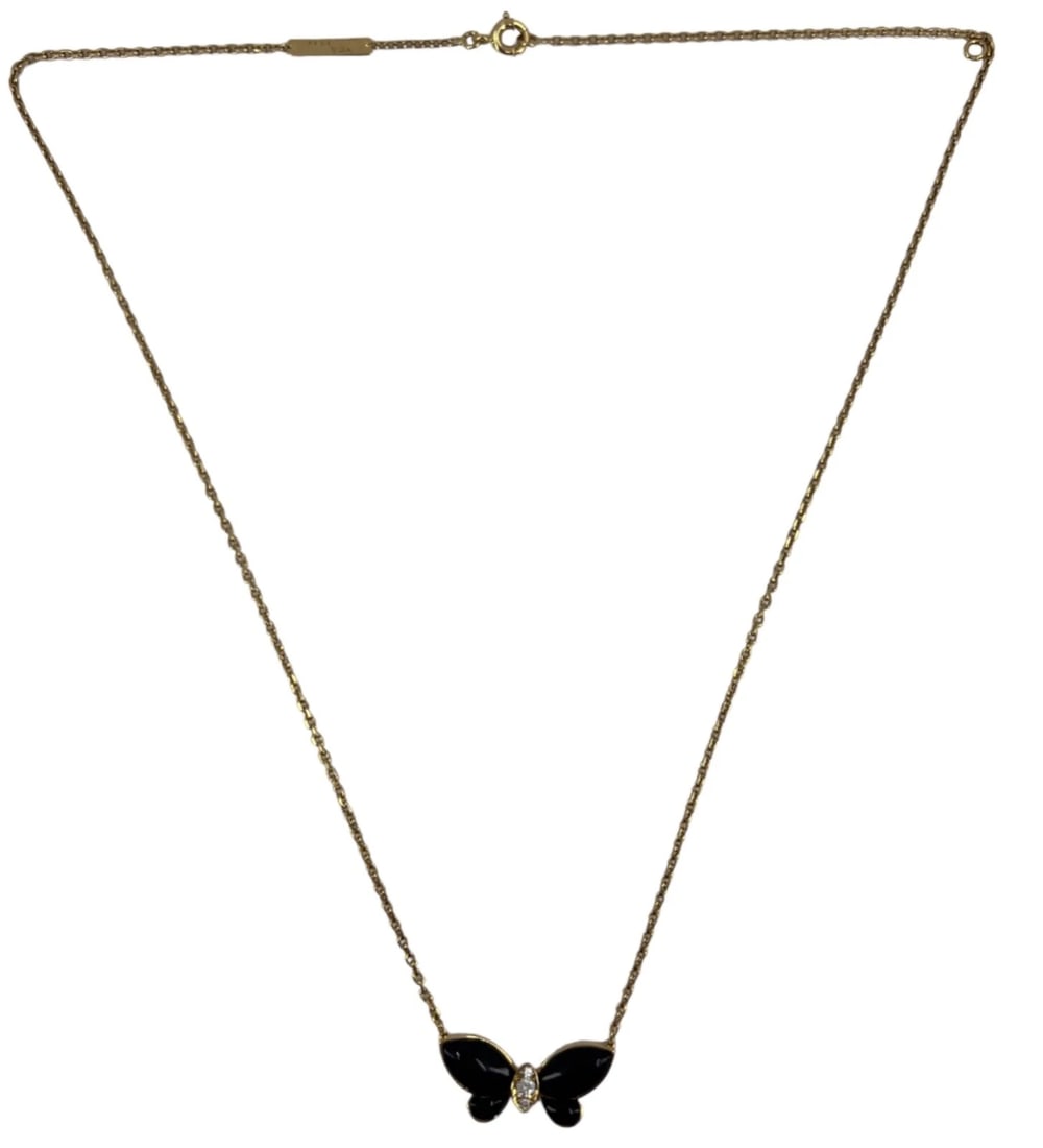 Van Cleef & Arpels Butterfly Necklace Onyx Diamond - 5