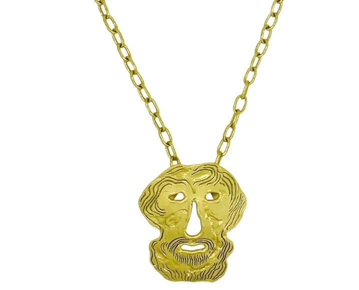 22k Gold Jean Mahie Figural Pendant Necklace: Title: 22k Gold Jean Mahie Figural Pendant Necklace Description: Fine ewelry, Arts & Antiques Product details: DESNER: ean Mahie CRCA: 1980’s Materials: 22 karat Yellow old Weight: 208.2 grams M