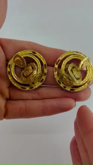 Vintage Chaumet EARRINGS 18k Gold Clip-on French Estate Jewelry - 2