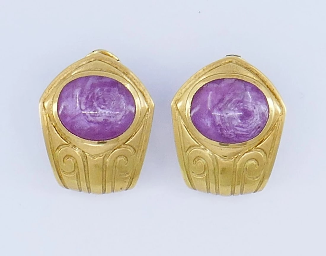 Vintage De Vroomen EARRNGS 18k Gold Clip-on Estate Jewelry - 10