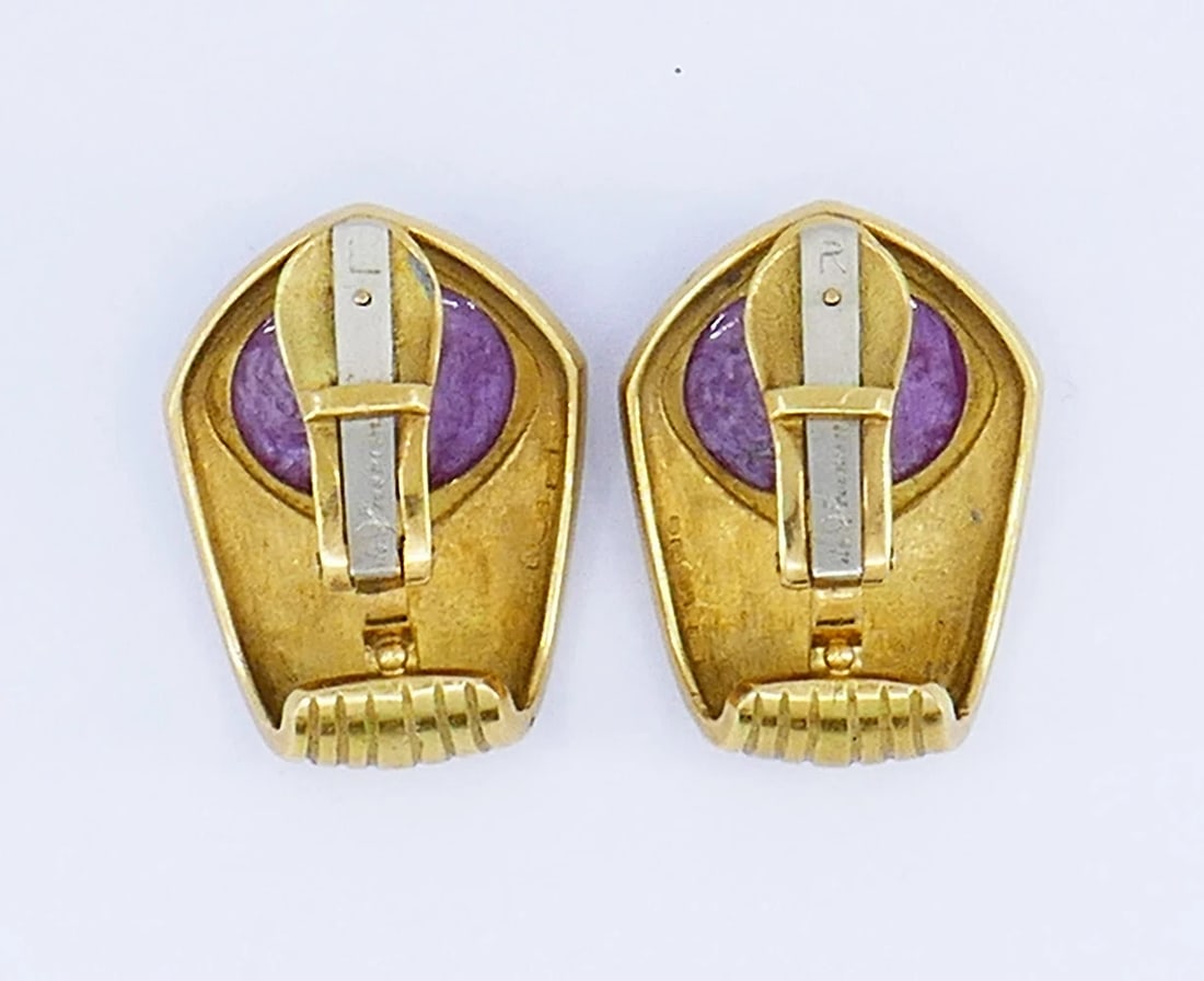 Vintage De Vroomen EARRNGS 18k Gold Clip-on Estate Jewelry - 5