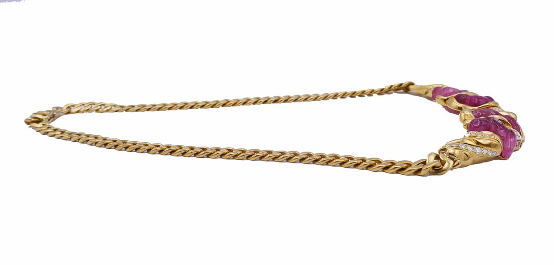 Vintage NECKLACE by Ansuini Italy 18k Gold Ruby Diamond Estate Jewelry - 5